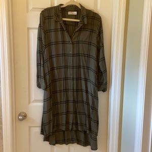 Green and black flannel dress